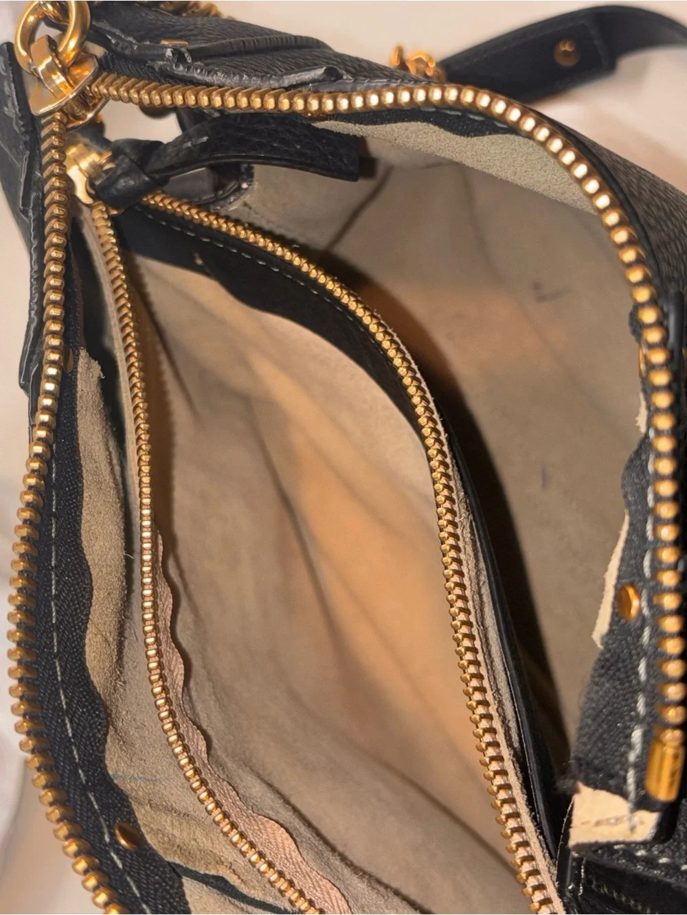 Chloe Hayley Leather Shoulder Bag with Gold Accents